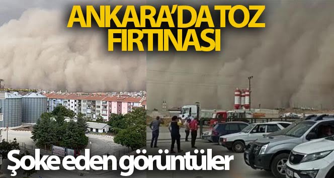 Ankara’nın Polatlı ilçesindeki toz fırtınası ilçeyi karanlığa bürüdü
