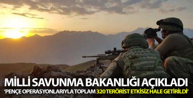 MSB: ‘Irak kuzeyinde devam eden Pençe Operasyonları ile toplam 320 PKK’lı teröristi etkisiz hale getirdi’