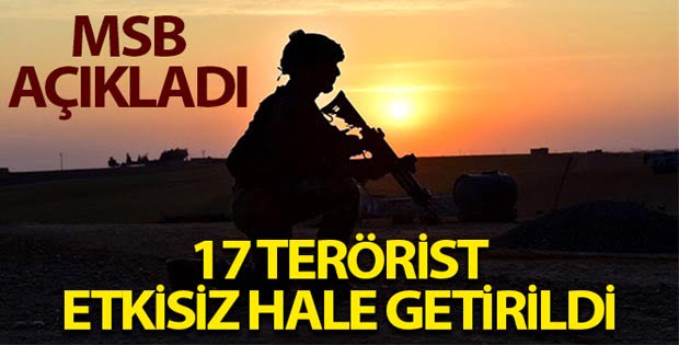 MSB: ’17 PKK/YPG’li terörist etkisiz hale getirildi’