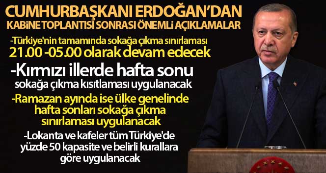 Cumhurbaşkanı Erdoğan, yeni kısıtlamaları açıkladı