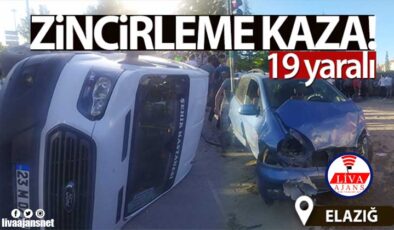 Elazığ’da minibüs, otomobil ve motosiklet kaza yaptı: 19 yaralı