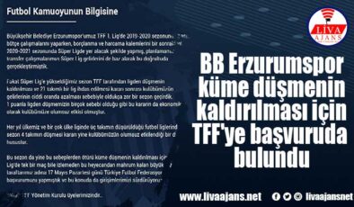 BB Erzurumspor küme düşmenin kaldırılması için TFF’ye başvuruda bulundu
