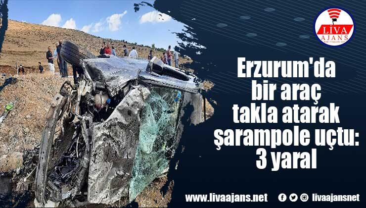Erzurum’da bir araç takla atarak şarampole uçtu: 3 yaralı