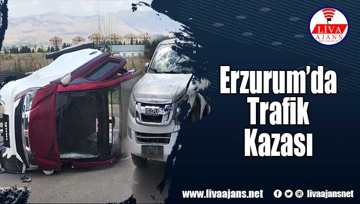 Erzurum’da otomobil takla attı