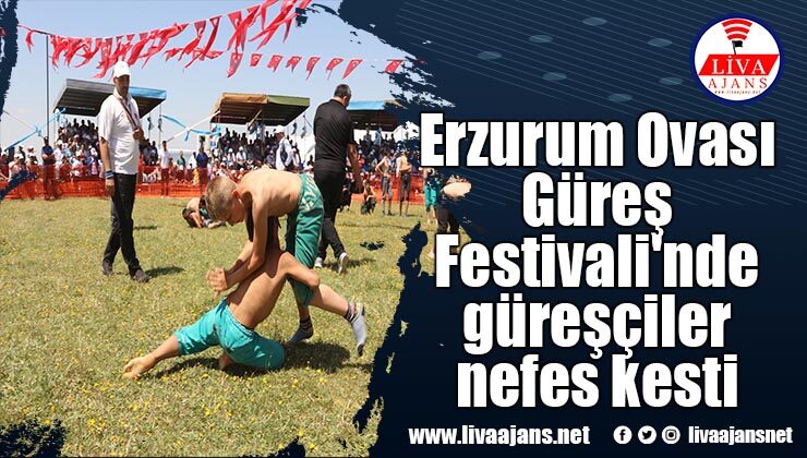 Erzurum Ovası Güreş Festivali’nde güreşçiler nefes kesti